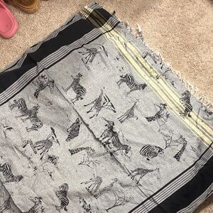 Animal Print Scarf with Stripes